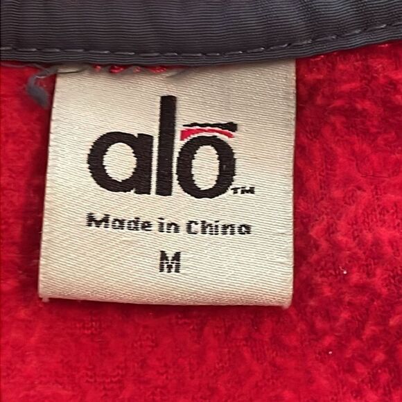 Alo Yoga Red Gray Pullover Fleece 1/4 Zip Jacket Womens Size Medium - Picture 2 of 12